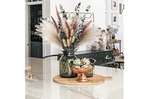 IS TYCONS Dried Pampas Grass Decor 50 Pcs DIY Boho Natural Dried Flowers Eucalyptus Decor Dry Dried Plants Bouquet for Vase Home Floral Arrangements Decorations for Home Wedding