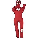 MMA SPORTZ Grappling Standing Dummy &ndash; 5FT (60 Inches) Unfilled &ndash; Wrestling, Jiu-Jitsu, MMA Training Dummy with Moveable Arms and Legs &ndash; Durable Polyester Fabric (Red)