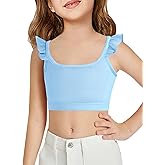 Haloumoning Girls Training Bra Kids Cute Ruffle Sports Bra Workout Yoga Bra Comfort Dance Crop Top