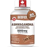 EXTRA STRENGTH Ashwagandha Capsules – 5000 mg Per Day (10:1 Extract) | 60 High Potency Veg Capsules | Pure Adaptogen for Men 