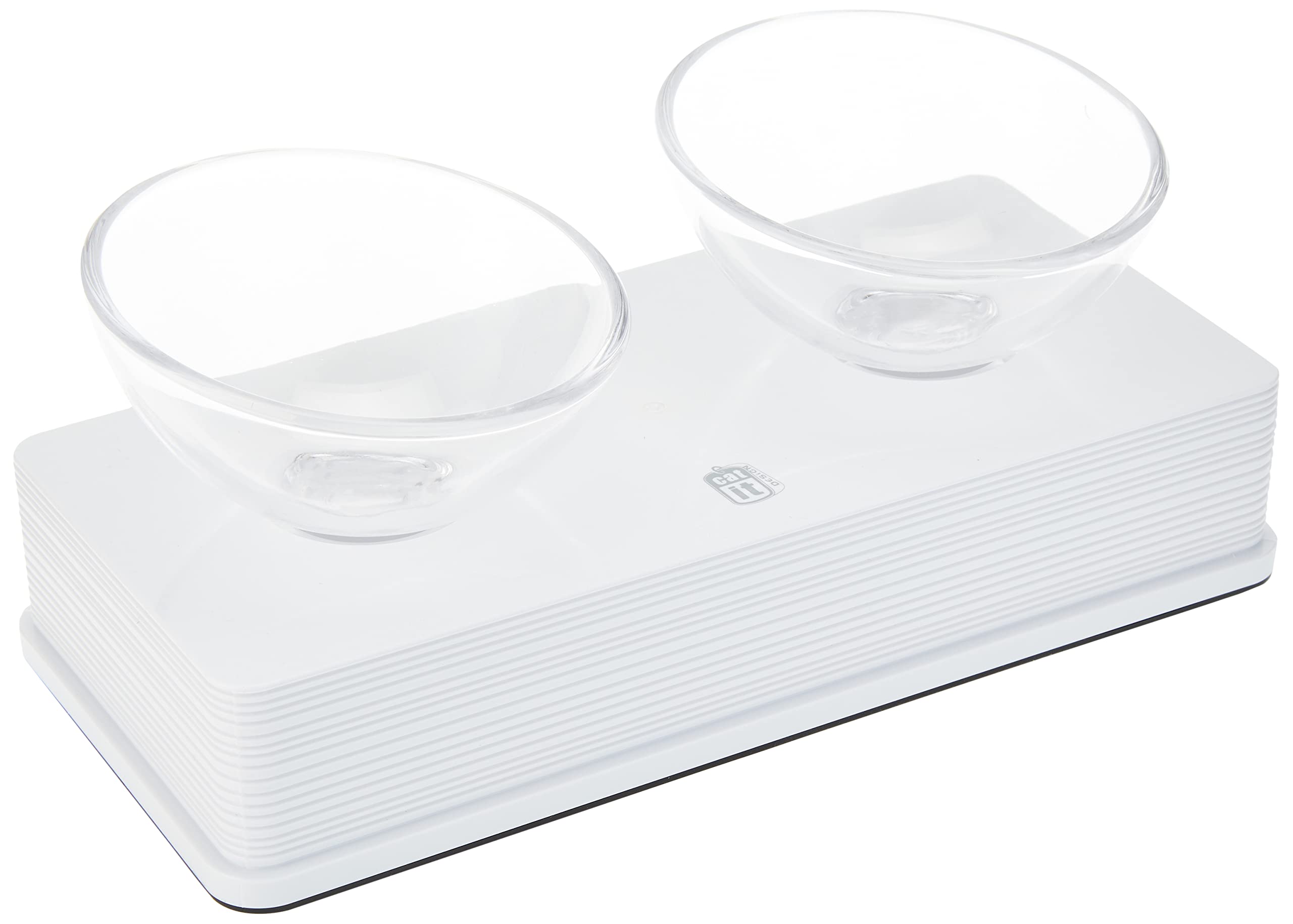 Catit Design Contemporary Multi-Purpose Elevated Glass Double Diner, White
