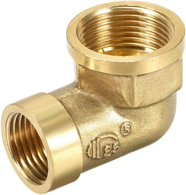 sourcing map Brass Pipe Fitting 90 Degree Street Elbow g 1/2 Female x g 3/4 Female, Gold, 1/2 NPT Female X 3/4 NPT