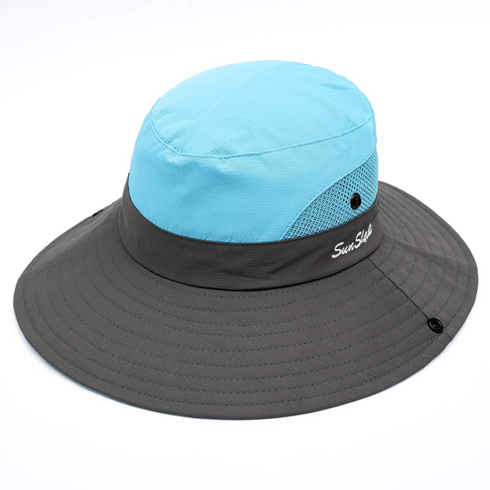 Ponytail Women's Summer Sun Bucket Hats UV Protection Safari Hiking