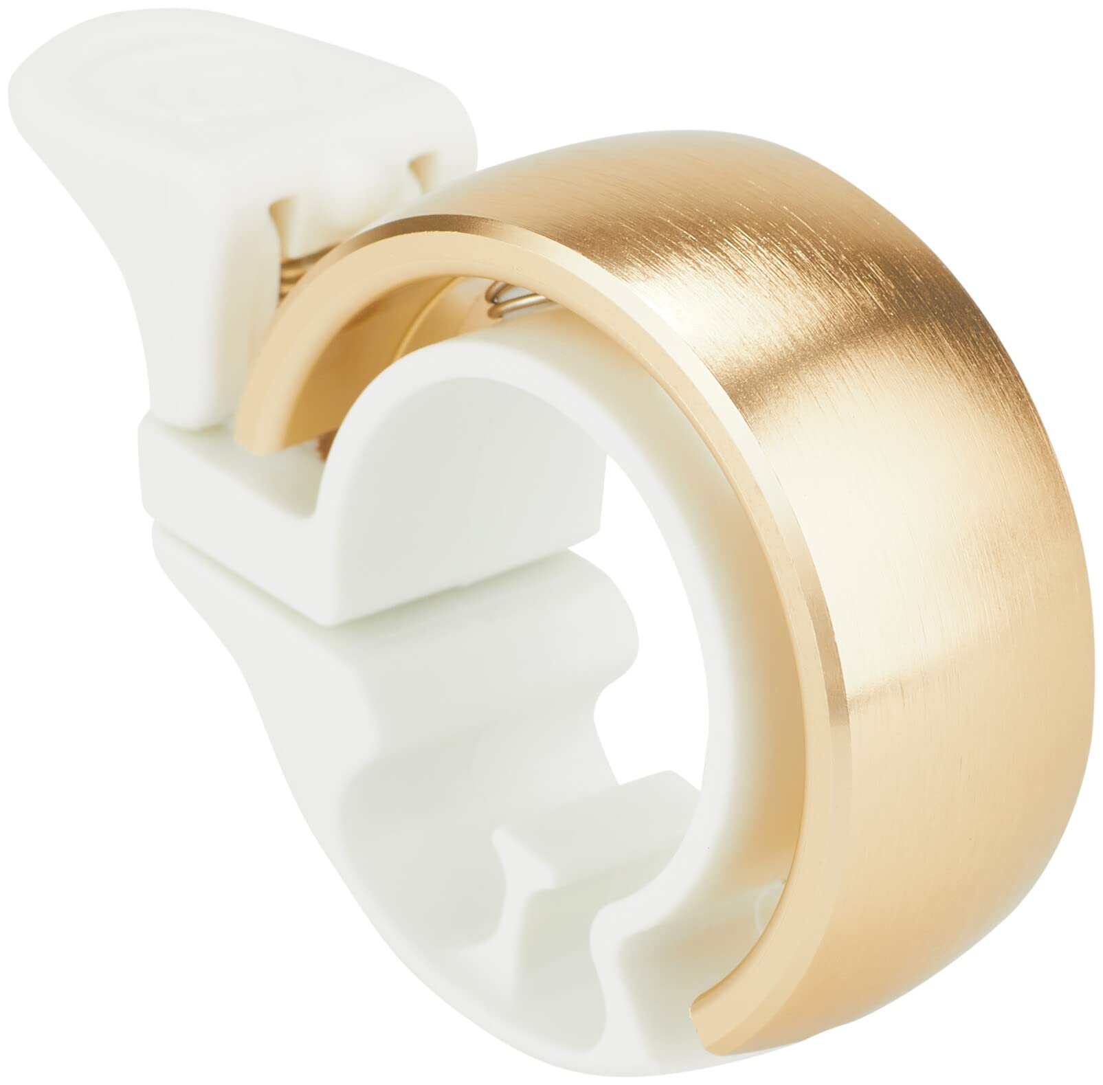 Knog Oi Classic Groß Fahrrad Klingel 23,8 - 31,8mm Bike Bell Glocke Design Slim MTB Laut Ringförmig, KNCL, Farbe Weiß Messing