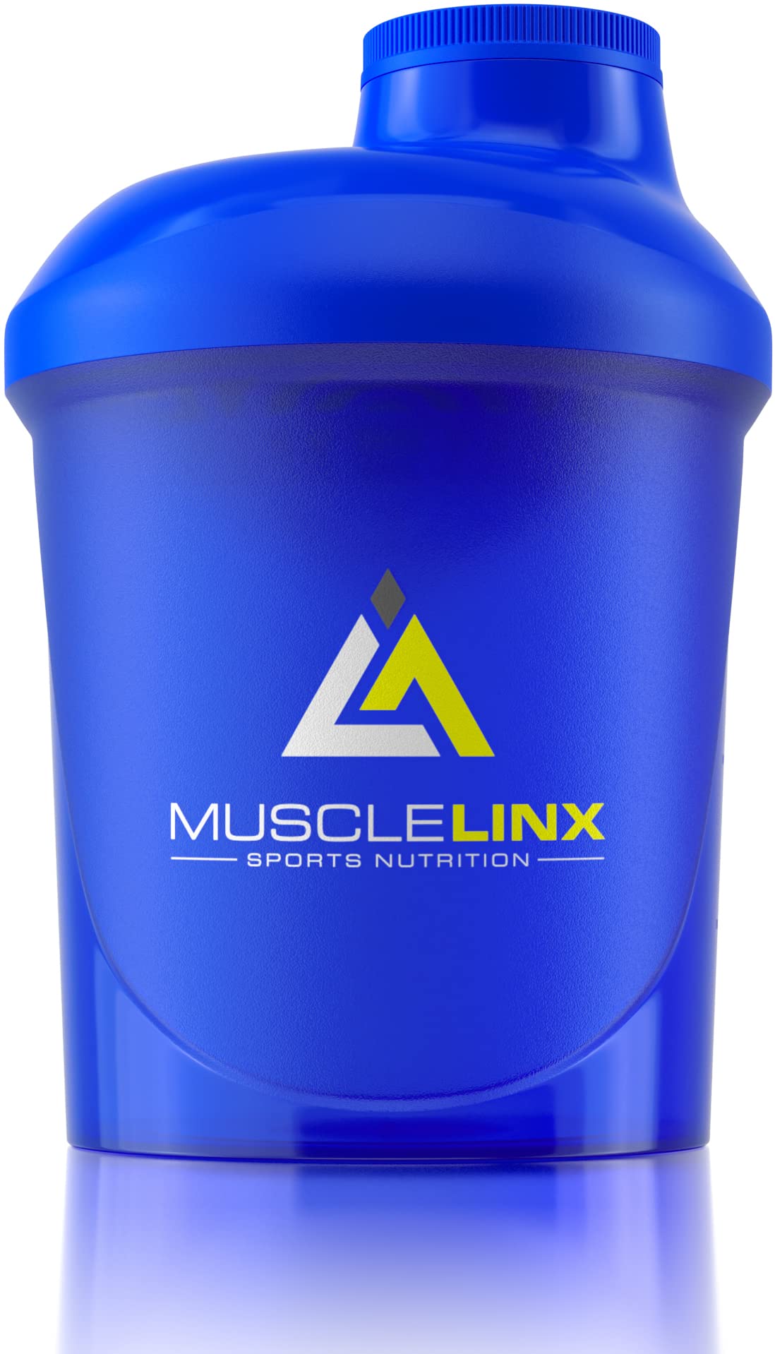 Musclelinx Sports Nutrition Protein shaker screw top 100% LEAK PROOF drinks bottle 400ml by Musc (Blue 400ml)