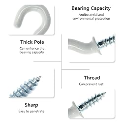PHITUODA 100Pcs 1/2-Inch Cup Hooks Ceiling