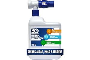 30 SECONDS Outdoor Cleaner & Winterizer - Spray in Fall, Works all Winter Long to Prevent Mold, Moss, Algae Stains from forming - No scrubbing required, 64 Fl Oz Hose End Spray