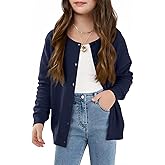 Haloumoning Girls Button Down Cardigan Kids Long Sleeve Crewneck Uniform Knit Sweater 5-14 Years