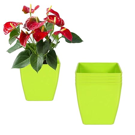 Grun Garden Essential Plastic Indoor Planter/Table top Planter/Plant Container/Flower Pot (4.7-inch, Green, Pack of 4) (Pack of 4, Lime Green)