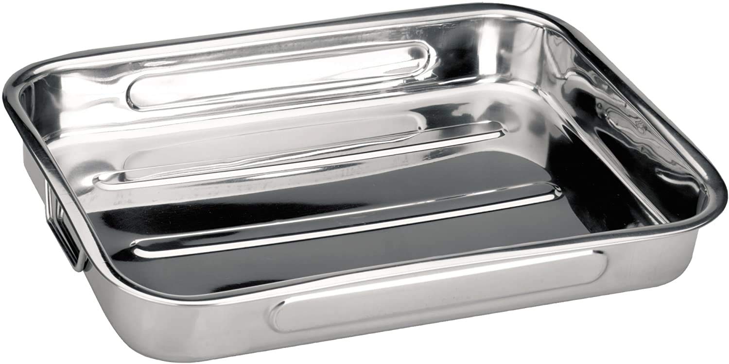 Space Home Stainless Steel Roasting Pan - 30 x 20 cm, Silver, Rectangular