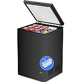 Muhub 3.5 Cubic Feet Chest Freezer, Top Opening Deep Freezer, Compact Chest Deep Freezer with Removable Basket, 7 Level Adjustable Thermostat (Black, 3.5 Cu.Ft.) on Fridge.com