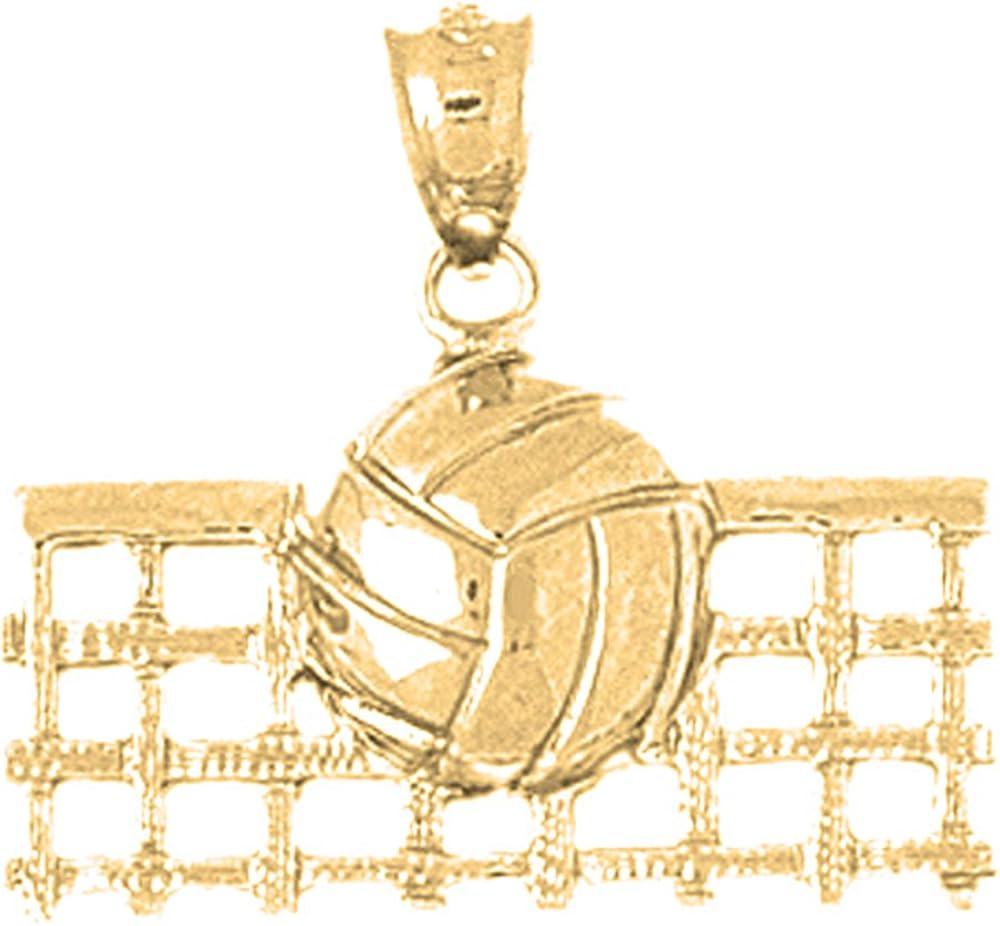 Yellow Goldplated Silver 21mm Volleyball Pendant Necklace Amazon.co