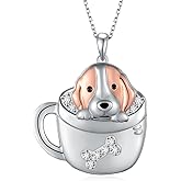 Feijiesi Dog Necklace Sterling Silver Yorkie/Pug/Dachshund Pendant Necklace Dog Jewelry for Women Men