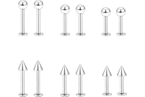 QXXPVV 12Pcs 16G Stainless Steel Labret Studs Lip Tragus Cartilage Studs Helix Medusa Earring Rings Piercing Jewelry for Wome