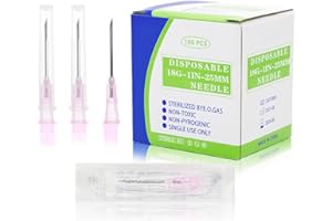 VILKTDD 100 Pack 18 Ga 25mm 1IN Disposable Needles for Scientific and Industrial Dispensing, Individually Wrapped