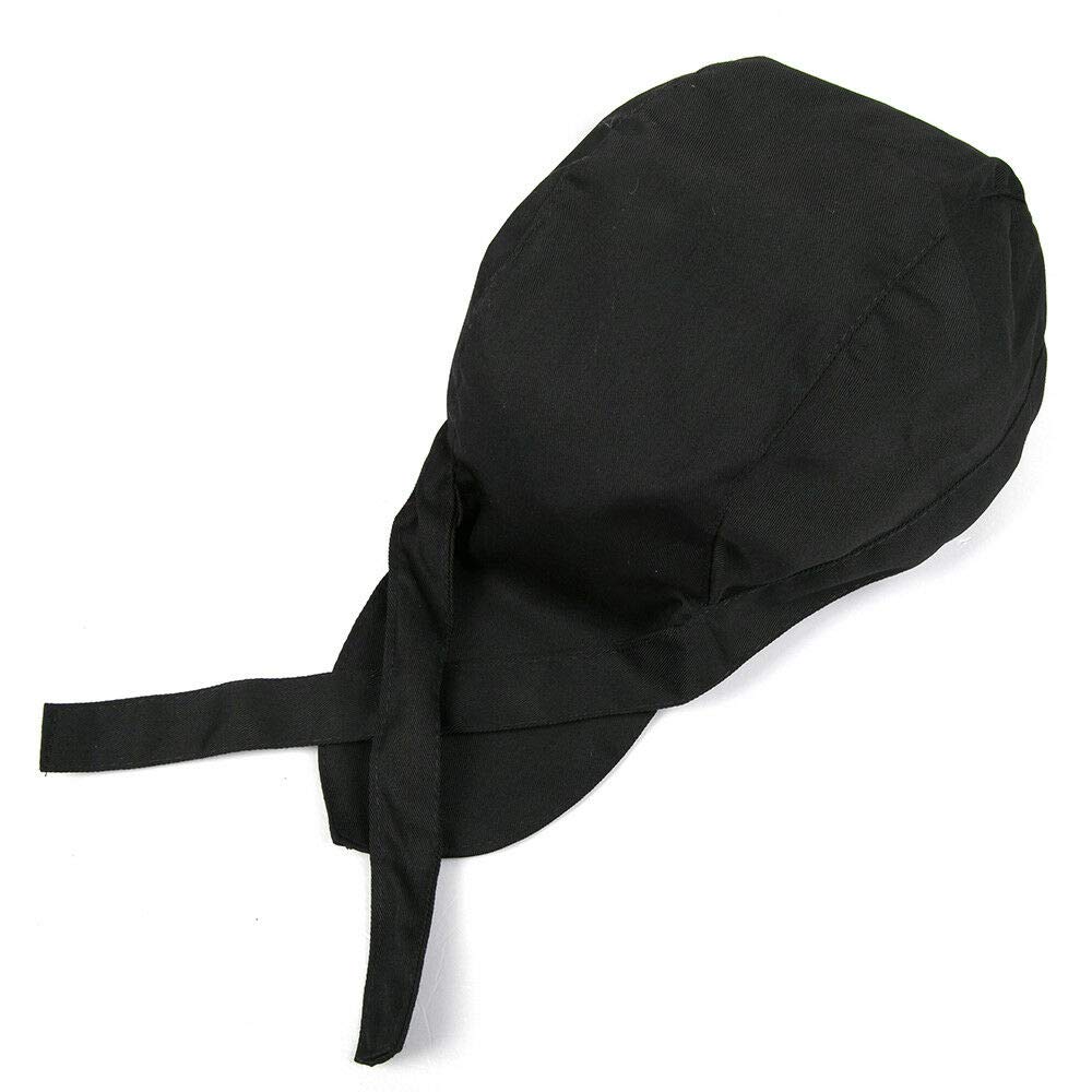 SagaSave Chefs Cap Fashion Kitchen Cook Hats Hotel Chef Waiter Work Cap Canvas Elastic Skull Cap Pirate Cap Professional Catering Chef Hat Bandana Cap Ribbon Cap Turban (Black)