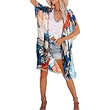 GOSOPIN Women Beach Print Kimono Casual Cardigan Loose Cover up