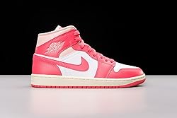 Nike Jordan 1 Mid Women White/Sea Coral-Atmosphere