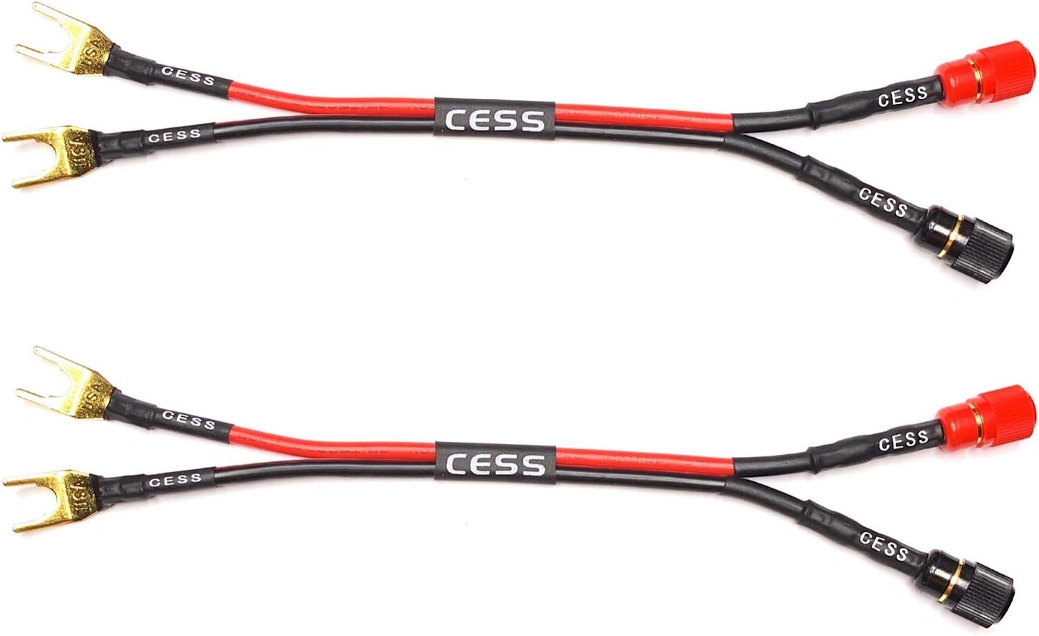 CESS-031 Fork Spade Plugs to Binding Post Banana Female Jack - Spades Extension Cable - 2 Pack: Musical Instruments