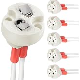 DiCUNO G4, GU5.3 Bi-Pin Ceramic Base Socket, with Wire Connector, 6-Pack | MR16, MR11 Bulb Socket Replacement for Halogen Incandescent LED Bulb, Bi-Pin Lamp Holder with 5.9 Inch Wire Connector
