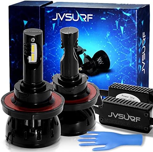 8000 Lumens LED Car Headlight Bulbs Conversion Kit JVSURF Extremely Bright Headlamp - H11 (H1,H3, H4,H7) - 30W, 6000K Cool White CREE and Far Dual Use- 2 Yr Warranty (H13, Black)