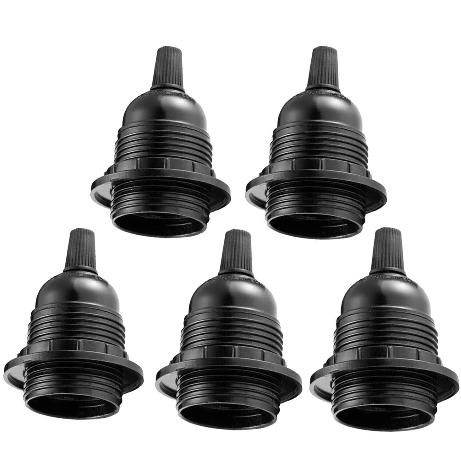5 Pcs E27 Lamp Holder, Vintage Black Edison E27 Screw Lampholder Fitting, Bakelite 250V 4A, DIY Pendant Hanging Ceiling Table Light Lighting, Socket Bases Light Bulbs Holders Socket