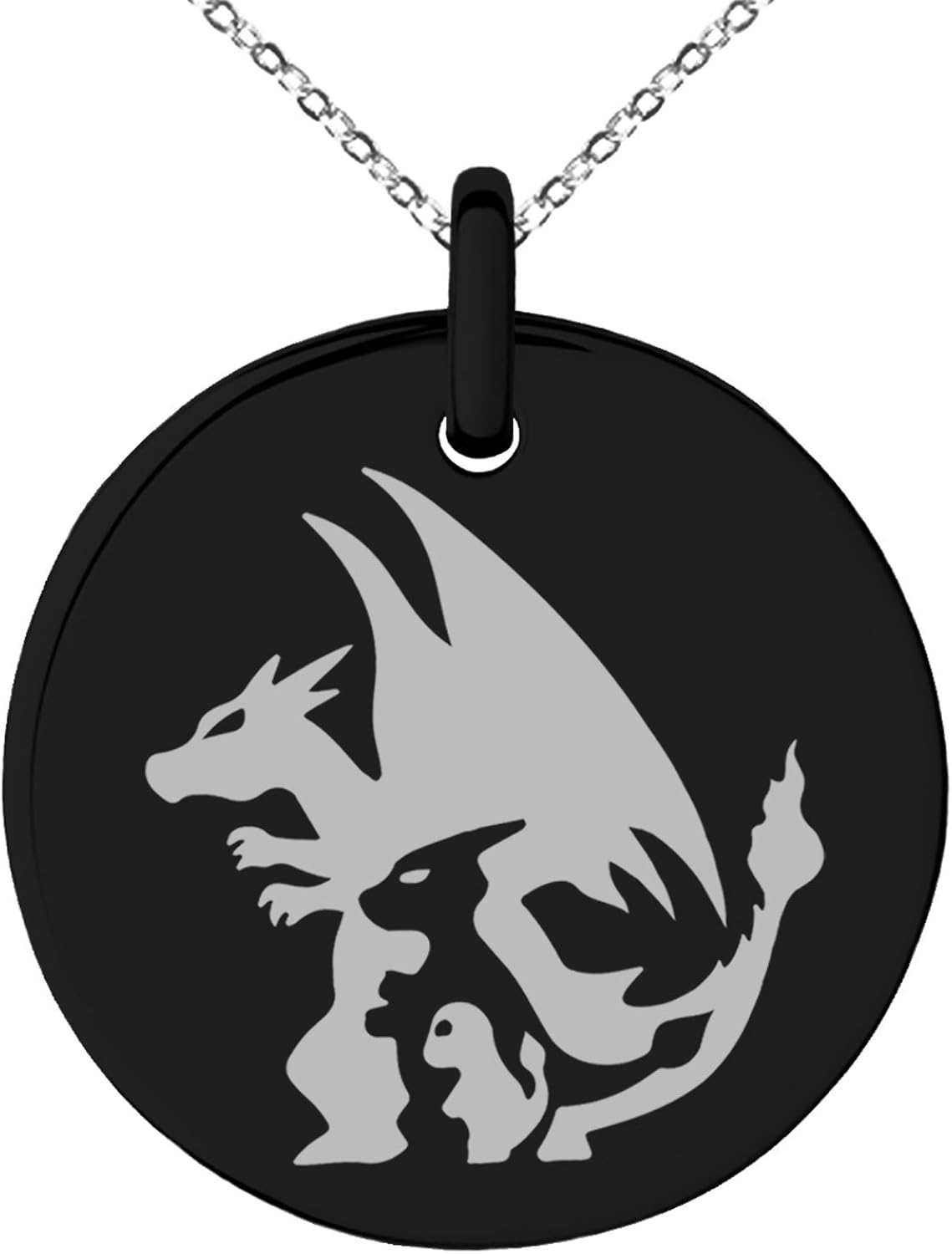 Amazon ステンレススチール1st Genヒトカゲcharmeleon Charizard Pokemon Engraved Small Medallion円チャームペンダントネックレス ネックレス ペンダント 通販