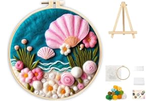 YYKSYDPT Wool Needle Felting Kit for Beginners Wool Felt Oainting Kit Flower Sea Pattern including Tripod Wool Felt Handicraf