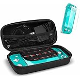 ProCase Carrying Case for Switch Lite with Screen Protector, Portable Travel Carry Case Hard Shell 2 in 1 Accessories Kit for Switch Lite 2019 with 10 Game Cartridges -Black