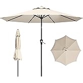 AreShark 9 FT Patio Umbrella for Outdoor, Outdoor Umbrella with Push Button Tilt and Crank, Outdoor Patio Umbrellas with 8 Sturdy Ribs for Market, Garden, Deck, Backyard, Pool (Warm White)