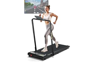 DeerRun 3 in 1 Walking Pad Treadmill, 300 Weight Capacity Foldable Treadmill, 3.0HP Low Noise Under Desk Treadmills for Home 