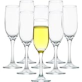 Elegant Champagne Glasses Set of 8, Long Stem Glass Champagne Flutes for Mimosa, Sparking Wine, Wedding, Party - 6 oz, Clear