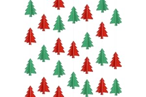 HOLIWOER 2-Pack Christmas Holiday Party Decoations Hanging Banner, 3D Christmas Wall Decorations Ornaments Decor Holiday Xmas Tree Paper Streamers for Home Office Classroom Indoor Outdoor Decor, Red Green