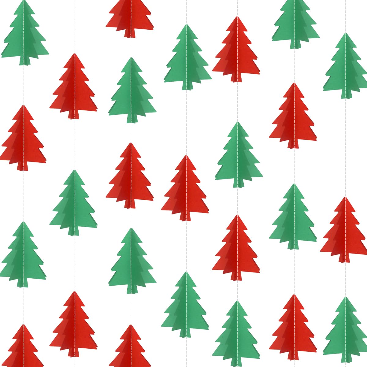 Photo 1 of 2-Pack Christmas Holiday Party Decoations Hanging Banner, 3D Christmas Wall Decorations Ornaments Decor Holiday Xmas Tree Paper Streamers for Home Office Classroom Indoor Outdoor Decor, Red Green