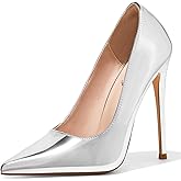 Elisabet Tang Women Pumps 12cm/4.7 Inch Stiletto Heels Pumps Pointed Toe Patent Leather Slip On High Heel Evening Party Dress Shoes