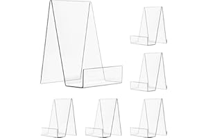 CLBUTGE 6 Pack Acrylic Book Stand, Clear Book Display Holder, Book Easel Stand for Display Tablets, Album, Postcard, Artworks, Magazines, Notebooks, Textbooks, CDs, etc (6 inch)
