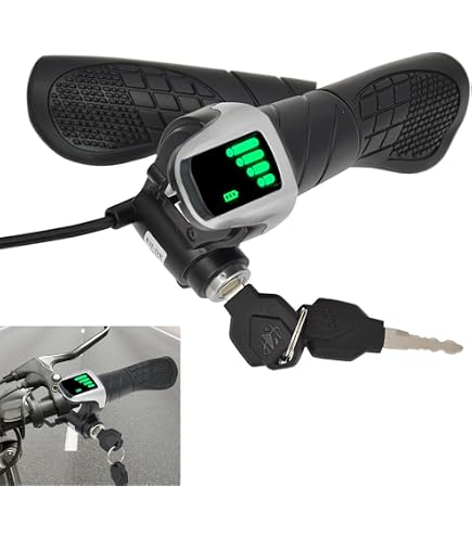 Acelerador De Manillar Para Bicicleta Eléctrica - Medio Giro, 36V, Con Indicador LED Y Bloqueo Con Llave