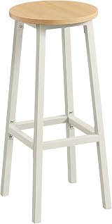 VASAGLE Bar Stools Set of 2 74 cm High Oak White Metal Frame Footrest view 1
