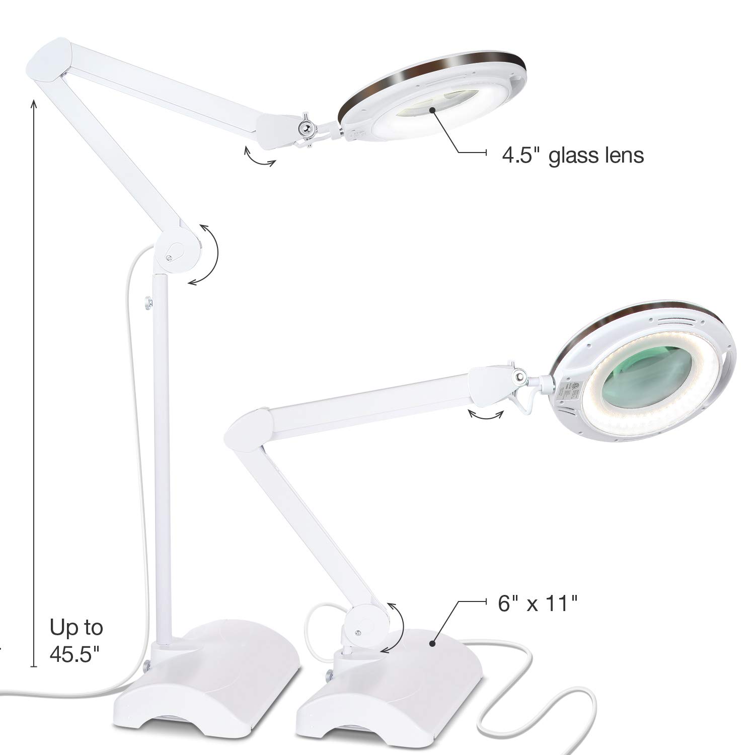  Lights Bright With Magnifier Glass Diopter Real Lamp