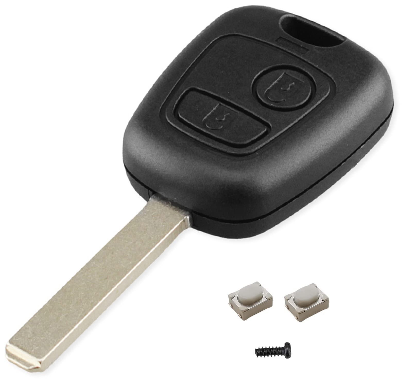 HooRLZ Peugeot Key Fob Replacement Compatible with Peugeot 107 207 306 307 406 407 Citroen C1 C2 C3 C5 C6 Remote Car Key Case Cover, 2 Button Citroen Key Fob - With Blade