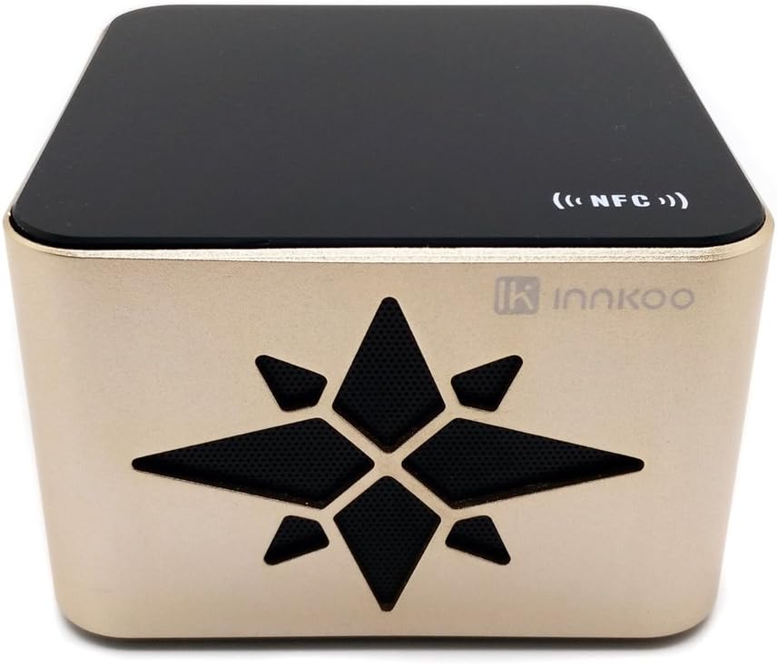 InnKoo MB01 Creative Mini Portable Wireless Bluetooth Speaker with NFC FM Radio Touch Panel for Outdoor Indoor Travel Home Office Car Laptop Desktop iPhone iPad iTouch Android Blackberry Nexus Samsung (Golden)