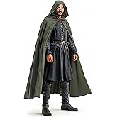 Ibeauti Renaissance Hooded Cloak Cotton Cloak Halloween Medieval Costume Cape Women Men