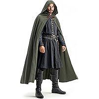 HAPNBCELE Capa Con Capucha Para Hombres Y Mujeres, Capa De Satén, Disfraz De Vampiro Para Disfraz Medieval Renacentista De Halloween O Cosplay, Negro