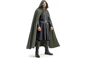 Ibeauti Renaissance Hooded Cloak Cotton Cloak Halloween Medieval Costume Cape Women Men