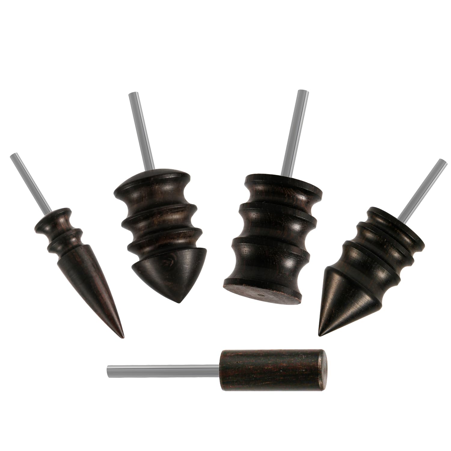 5pcs Leather Burnisher Bits for Rotary Tool, 5 Styles Leather Burnishing Tool Polished Head Ebony Burnishing Machine Accessories for Leather Craft Edges