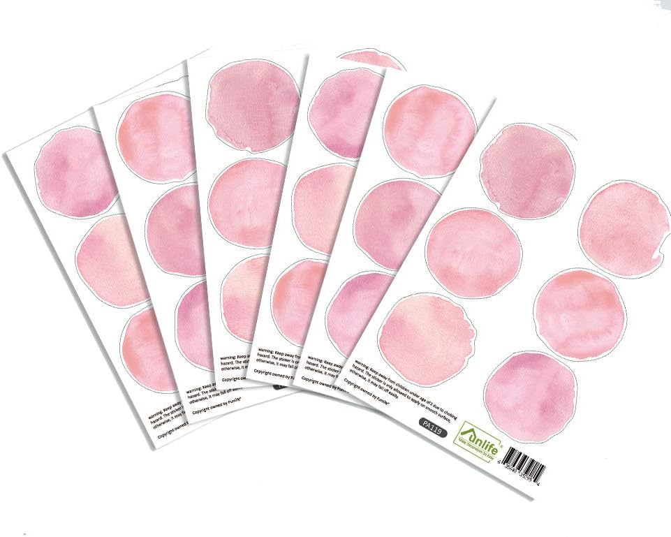 Pink Watercolor Polka Dot DIY Embellishments Wall Sticker Decal for Kid Girl Nursery Room Decortaion - Pink 36 Dots of 2.36in