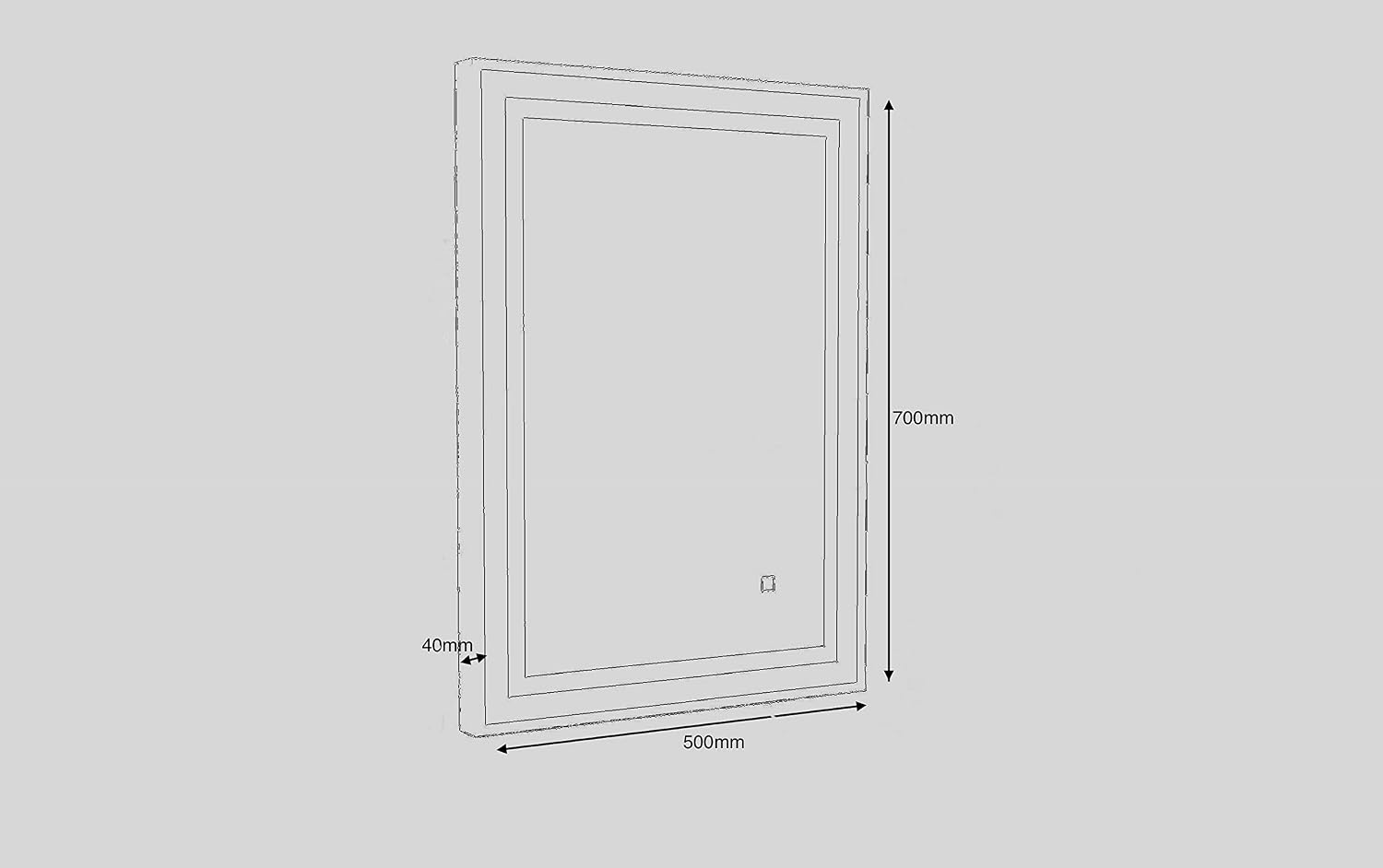 Keenware KBM-444 Slimline Grey Framed Touch Control LED Mirror; 700x500mm - Image 5