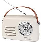 adoobox Vintage FM Bluetooth Radio Speaker,20+ Hours Playback Time,Beige | Retro Radio Bluetooth Speaker with Soft Handle,Powerfull Sound,Support AUX TF Card USB Disk to Listen News,Music,Radio