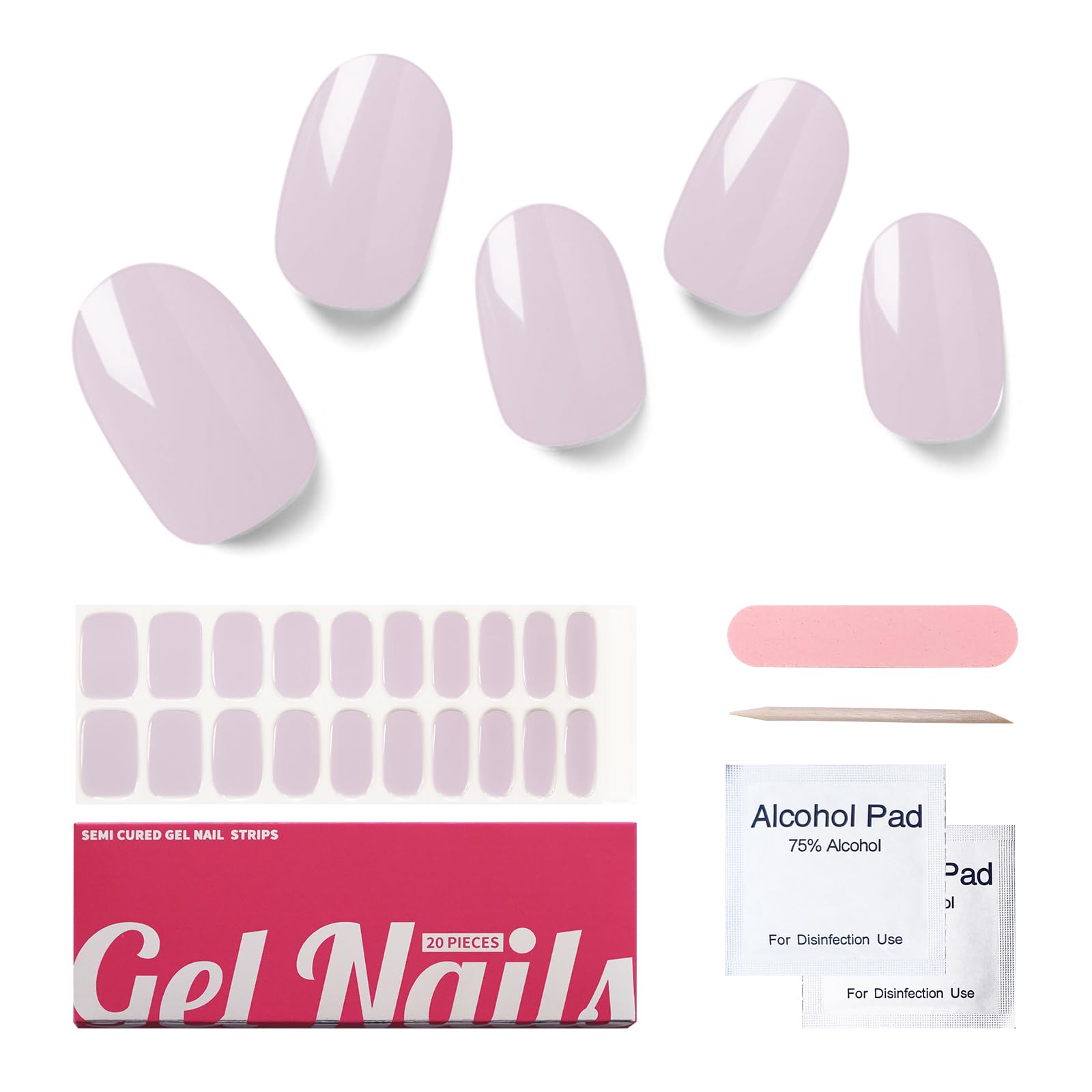 Nelikoo Semi Cured Gel Nail Strips, 20 PCS Gel Nail
