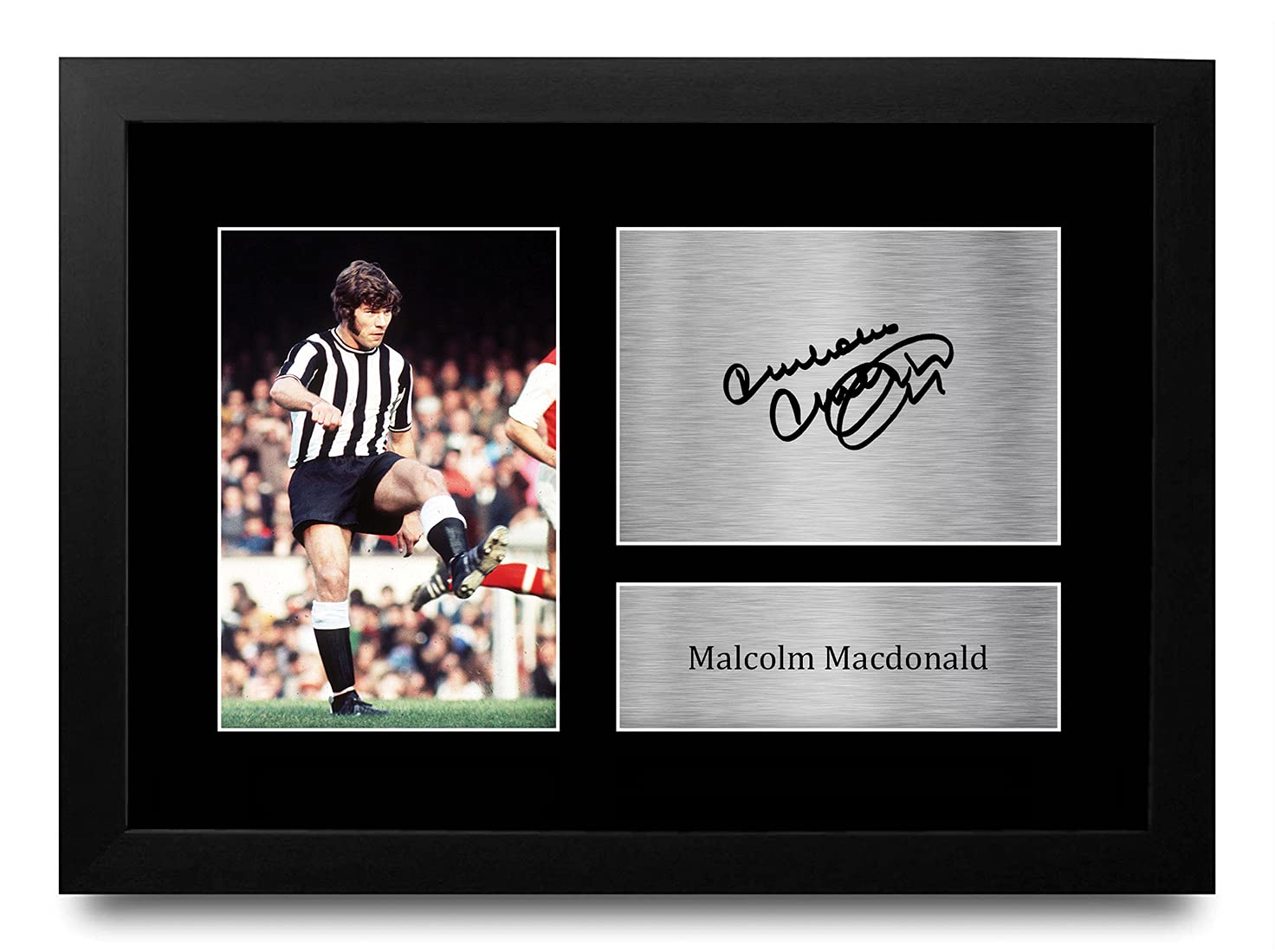 HWC Trading FR A4 Malcolm Macdonald Magpies Gifts Printed Signed Autograph Picture for Football Fans and Supporters - A4 Framed